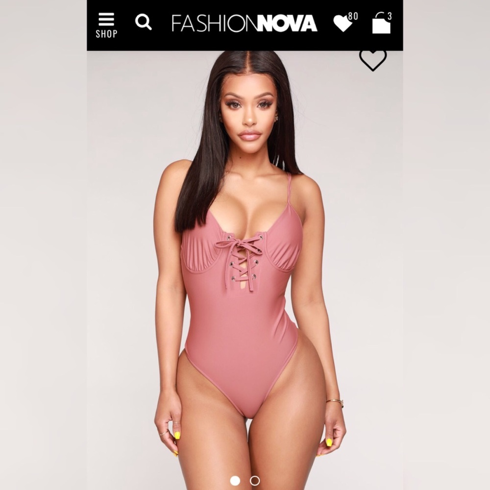 Fashion Nova Lace Up Later One Piece Swim Suit